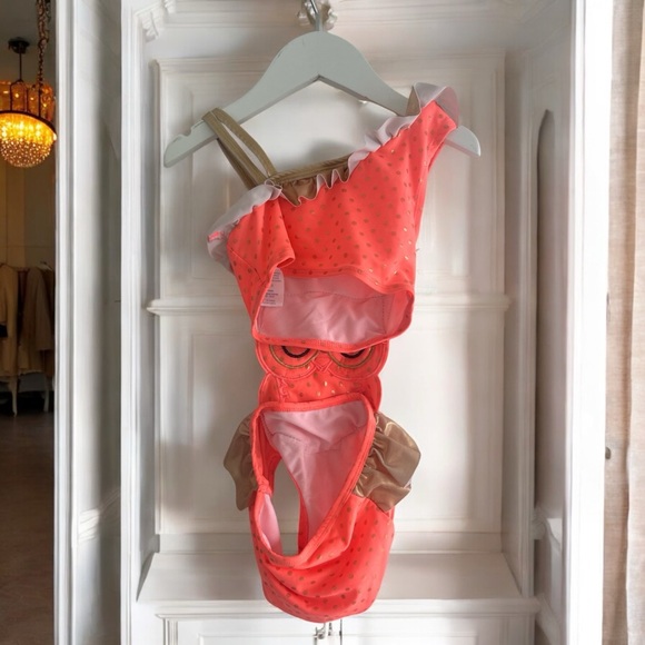 FREESTYLE REVOLUTION Girls Owl Neon Swimsuit Size 3T Swimwear Toddler Polka Dot - Picture 2 of 3